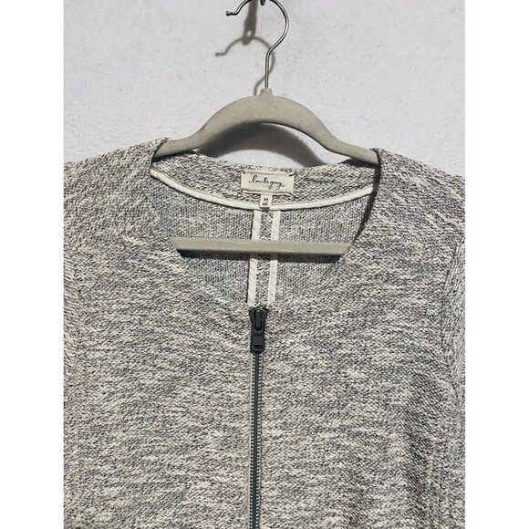 LOFT Lou Grey Jacket Womens Medium Ivory Gold Metallic Tweed Zip Up Boho - Picture 4 of 7